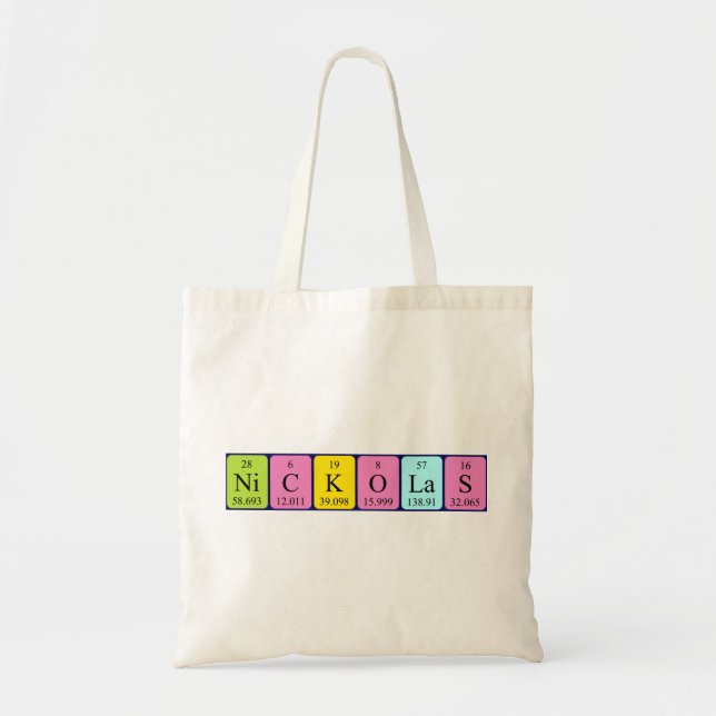Nickolas periodic table name tote bag (Front)