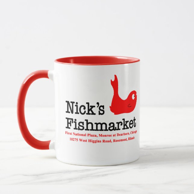 Nick's Fishmarket, Chicago and Rosement, Illinois Mug (Left)