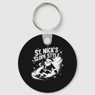 Nicks Slope Style Christmas Snowboarding Santa Sno Keychain