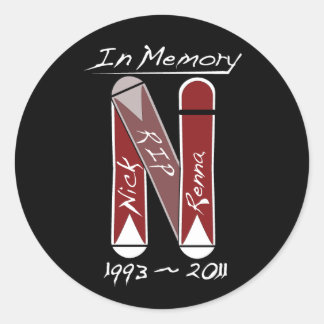 NickStickerBlackLarge Classic Round Sticker