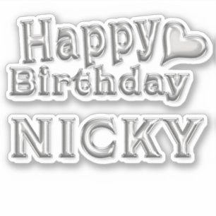 Nicky Happy Birthday silver sticker