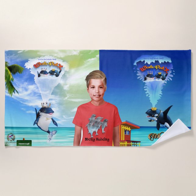 Nicky Holiday WHALE MAIL Beach Towel (Front)