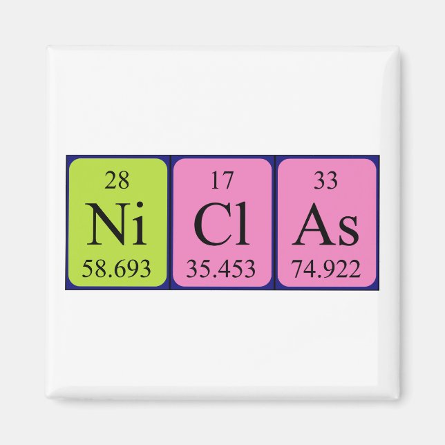 Niclas periodic table name magnet (Front)
