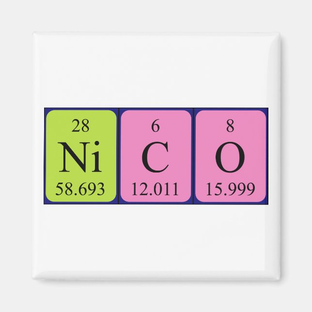 Nico periodic table name magnet (Front)