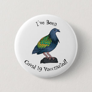 Nicobar pigeon bird cartoon illustration 2 inch round button