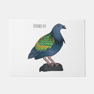 Nicobar pigeon bird cartoon illustration  doormat