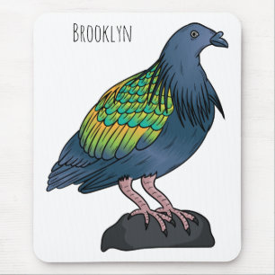 Nicobar pigeon bird cartoon illustration mouse pad