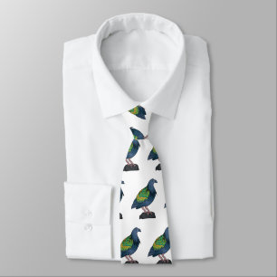 Nicobar pigeon bird cartoon illustration tie