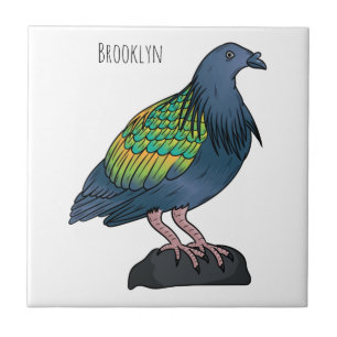 Nicobar pigeon bird cartoon illustration tile