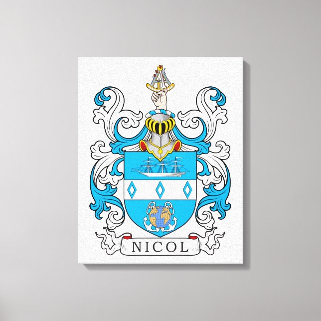 Nicol Family Crest Canvas Print (Front)