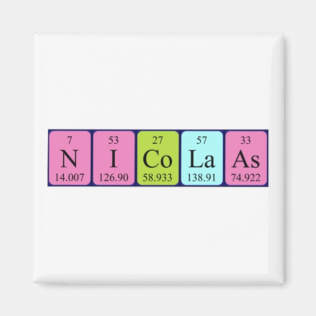 Nicolaas periodic table name magnet (Front)