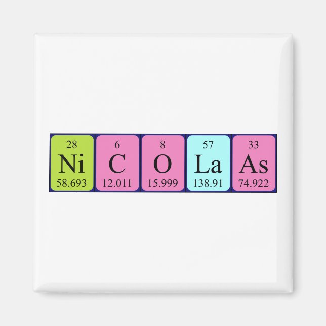 Nicolaas periodic table name magnet (Front)