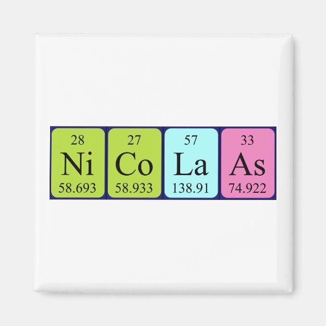 Nicolaas periodic table name magnet (Front)