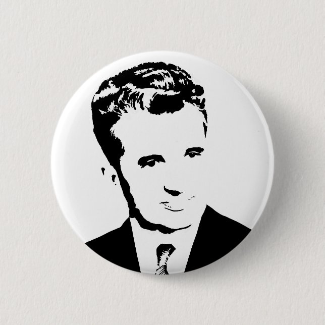 nicolae ceausescu romanian communist dictator pcr 2 inch round button (Front)