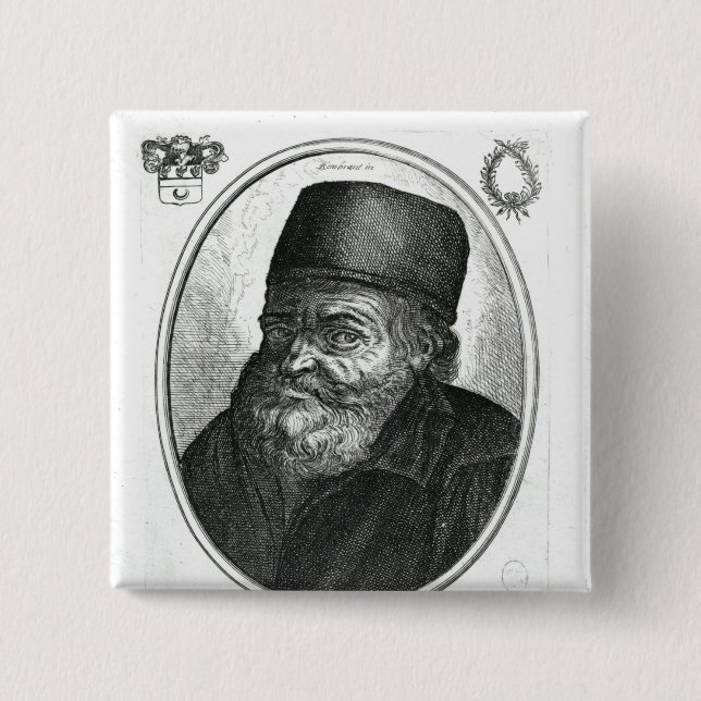 Nicolas Flamel engraved by Balthazar Moncornet 2 Inch Square Button (Front)