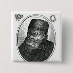 Nicolas Flamel engraved by Balthazar Moncornet 2 Inch Square Button