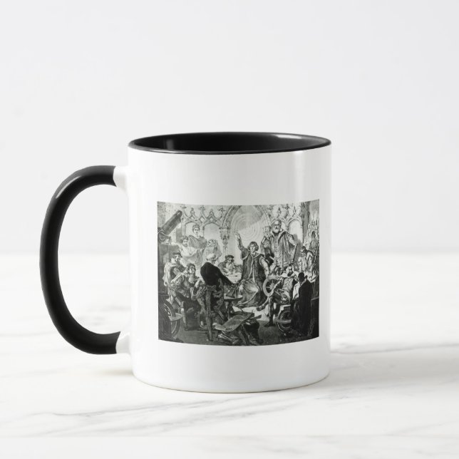 Nicolaus Copernicus  Explaining his Theory Mug (Left)
