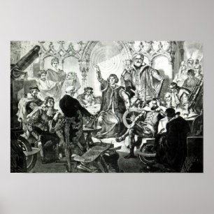 Nicolaus Copernicus Explaining his Theory Poster