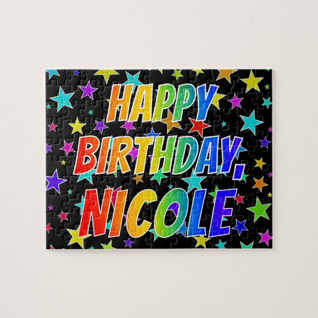 "NICOLE" First Name, Fun "HAPPY BIRTHDAY" Jigsaw Puzzle (Horizontal)