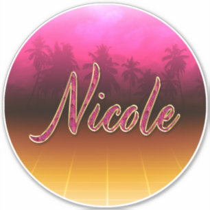 Nicole First Name Golden pink Sticker