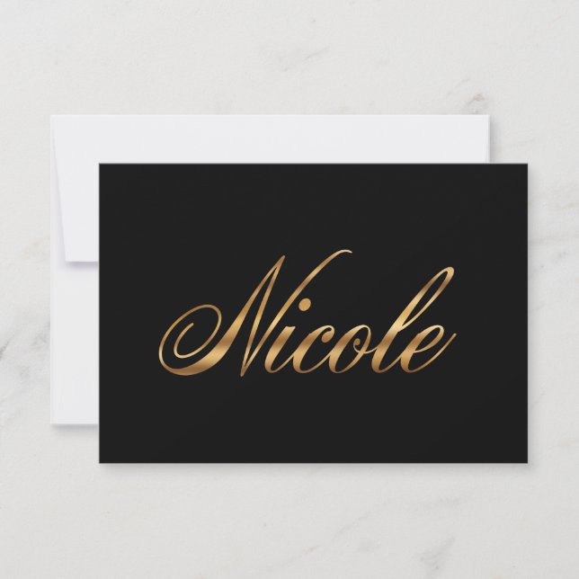Nicole gold design lettering card (Front)