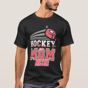 Nicole Hockey Mom With Puck Womens T-Shirt