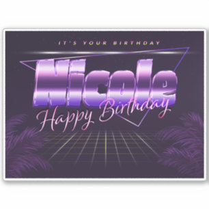 Nicole Name First name lila retro Sticker Birthday