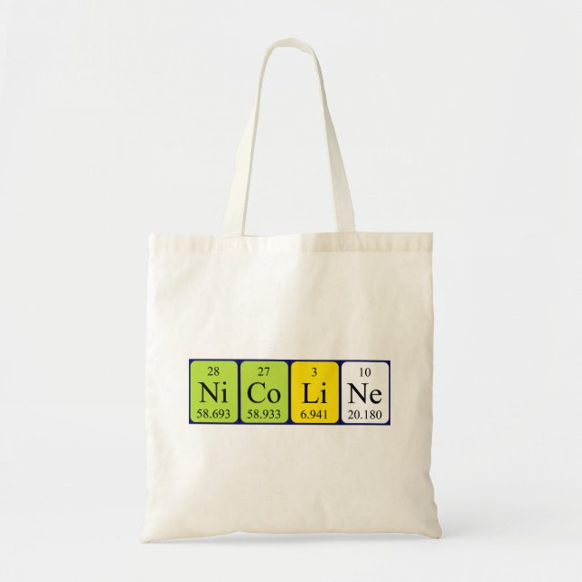 Nicoline periodic table name tote bag (Front)