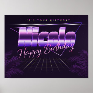 Nicolo Name Vorname lila retro Poster Geburtstag