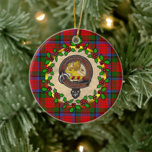 Nicolson Badge & Tartan Personalized Christmas Ceramic Ornament