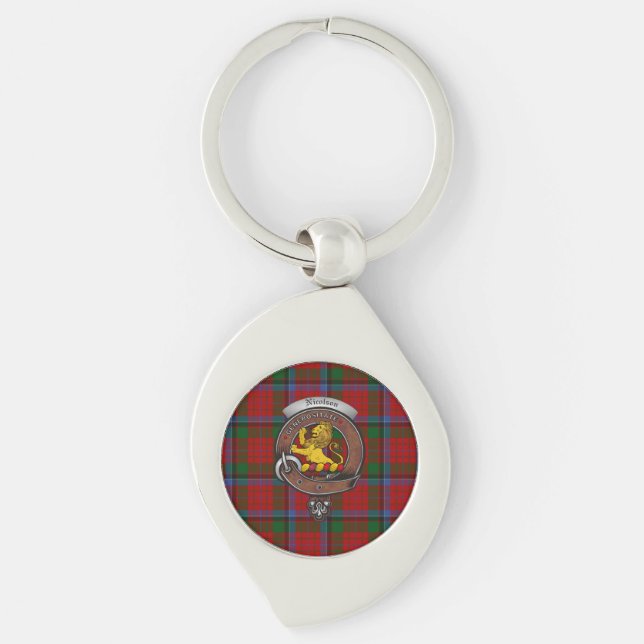 Nicolson Clan Badge Silver Metal Key Ring (Front)