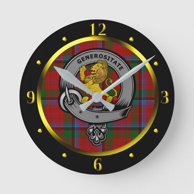 Nicolson Clan Badge & Tartan Round Clock (Front)