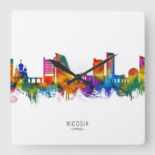Nicosia Cyprus Skyline Square Wall Clock