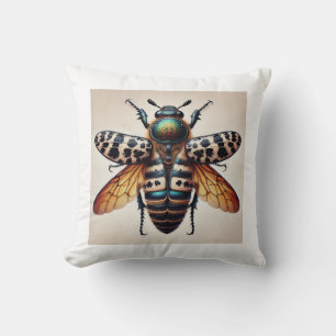 Nicrophorus Beetle 260824IREF214 - Watercolor Throw Pillow
