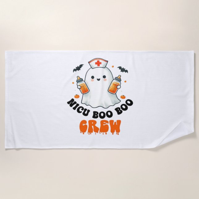 Nicu boo boo crew halloween,Nicu Boo Crew Funny Nu Beach Towel (Front)
