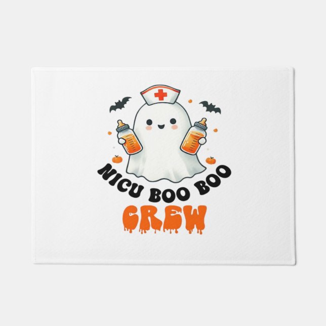 Nicu boo boo crew halloween,Nicu Boo Crew Funny Nu Doormat (Front)