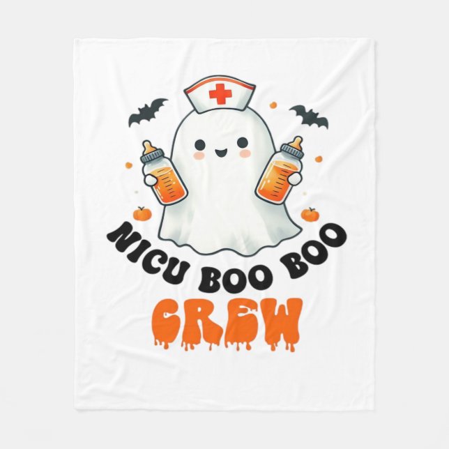 Nicu boo boo crew halloween,Nicu Boo Crew Funny Nu Fleece Blanket (Front)