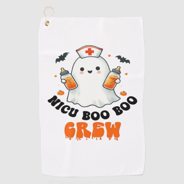 Nicu boo boo crew halloween,Nicu Boo Crew Funny Nu Golf Towel (Front)