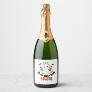 Nicu boo boo crew halloween,Nicu Boo Crew Funny Nu Sparkling Wine Label