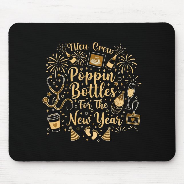 Nicu Crew Pn Bottles For The New Year Cute Nurse  Mouse Pad (Front)