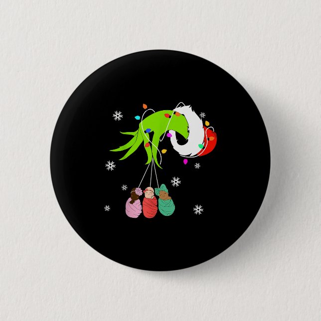 Nicu Labor Delivery Nurse Santa Christmas Xmas Paj 2 Inch Round Button (Front)