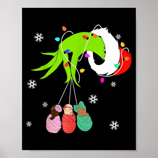 Nicu Labor Delivery Nurse Santa Christmas Xmas Paj Poster (Front)