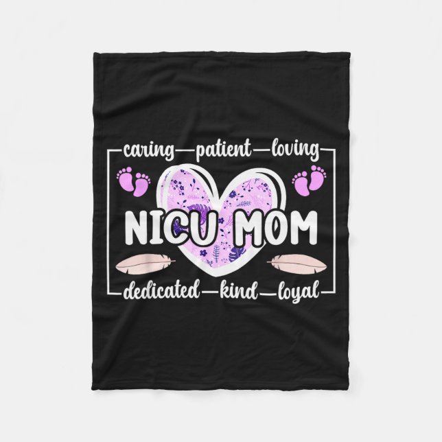 Nicu Mom Of Nicu Warrior Heart Micro Preemie Baby  Fleece Blanket (Front)