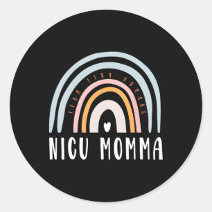 Nicu Momma Retro Boho Rainbow Colourful Nicu Mom T Classic Round Sticker