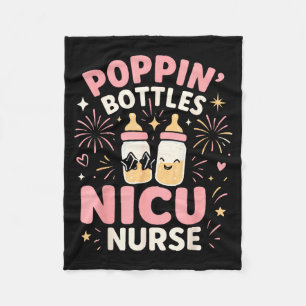Nicu New Years Shirt, Nurse Png Bottles For The Ne Fleece Blanket