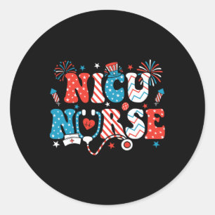 Nicu Nurse 4th Of July American Flag Patriotic Nic Classic Round Sticker