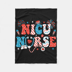 Nicu Nurse 4th Of July American Flag Patriotic Nic Fleece Blanket