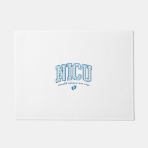 NICU Nurse Baby Feet Plaid Lettering Shirt Design_ Doormat