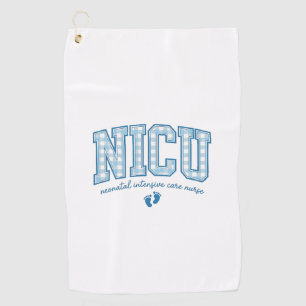 NICU Nurse Baby Feet Plaid Lettering Shirt Design_ Golf Towel