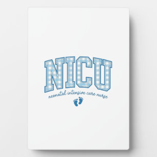 NICU Nurse Baby Feet Plaid Lettering Shirt Design_ Plaque